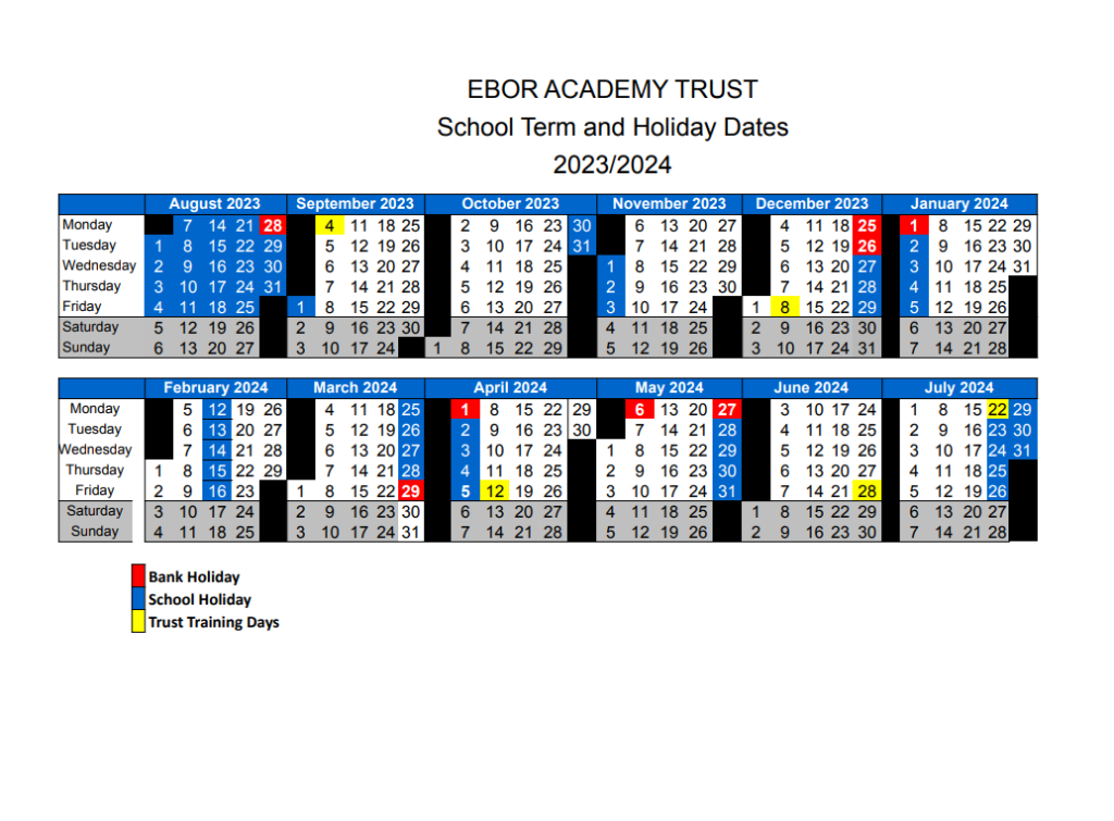 Camblesforth Community Primary Academy » Term Dates & Holidays 2023-2024